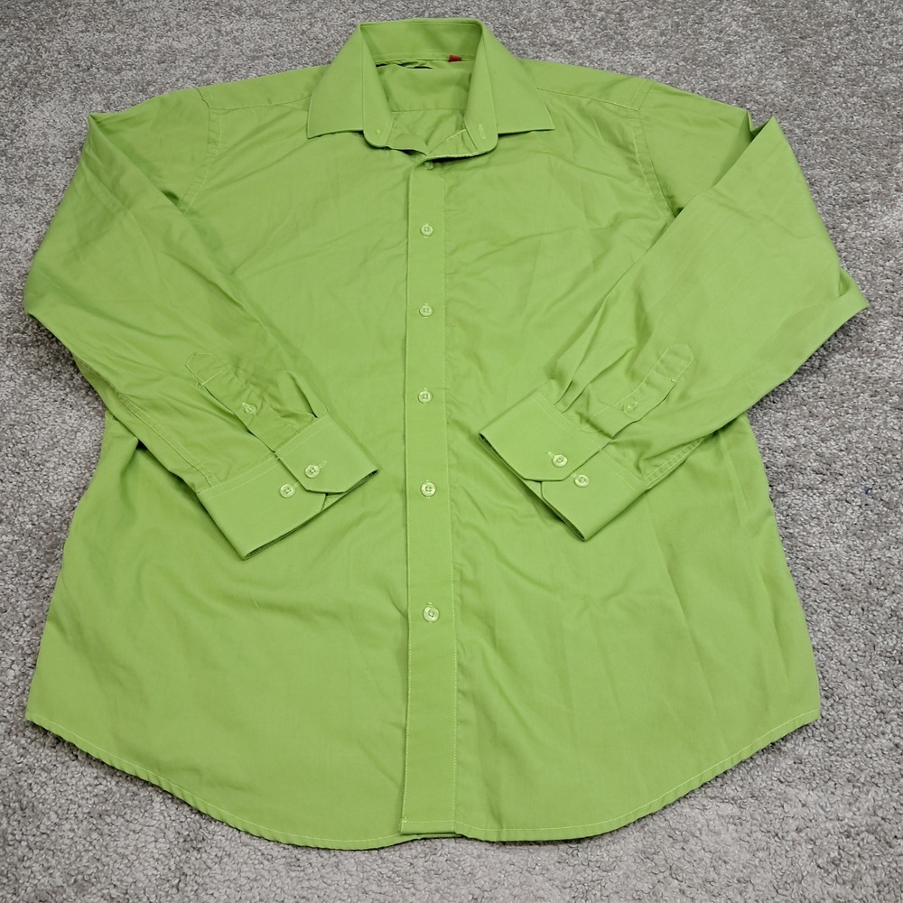 Neil Hoffman Mens Slim Fit Lime Green Dress Shirt 16-16.5 34/35 Long Sleeve